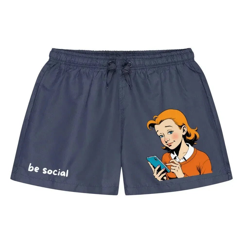 Badehose "be social", verschiedene Ausführungen - Marineblau - flyliving