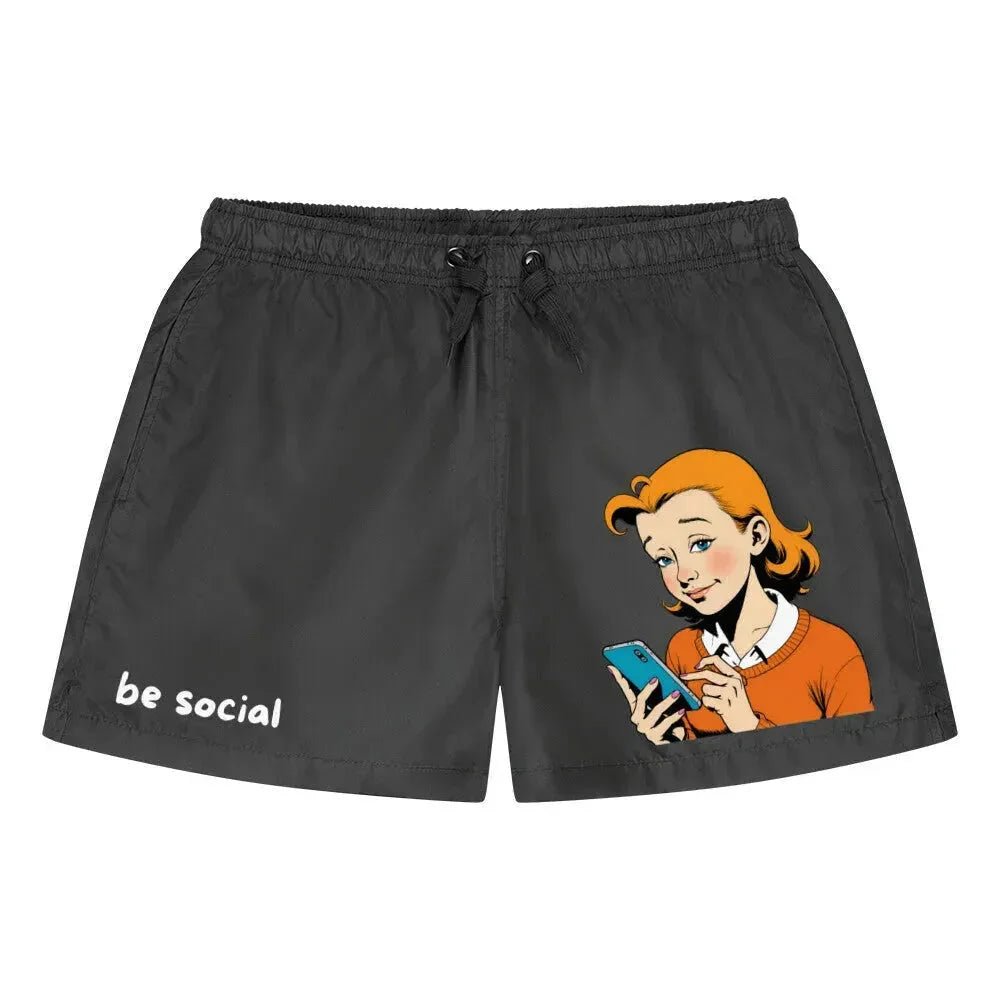 Badehose "be social", verschiedene Ausführungen - Schwarz - flyliving