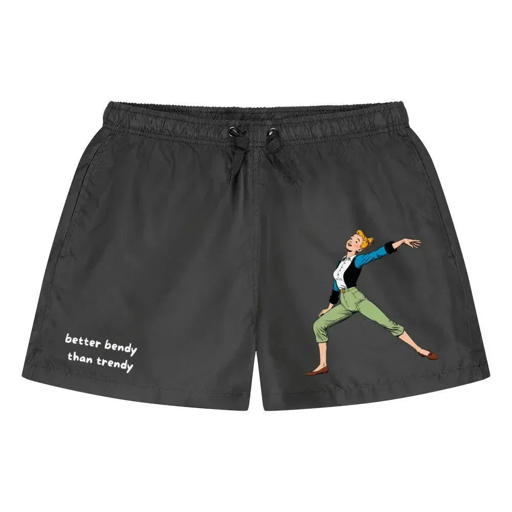 Badehose "better bendy than trendy", verschiedene Ausführungen - Schwarz - flyliving