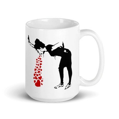 Tasse Banksy Lovesick Girl Throwing Up Hearts, 2002