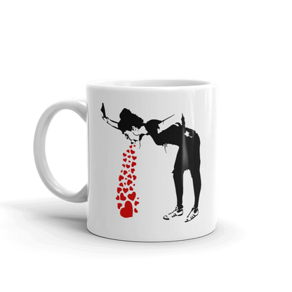 Tasse Banksy Lovesick Girl Throwing Up Hearts, 2002