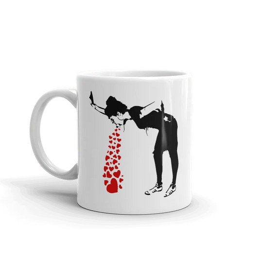 Tasse Banksy Lovesick Girl Throwing Up Hearts, 2002