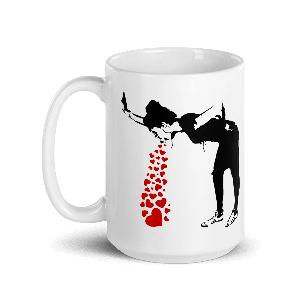Tasse Banksy Lovesick Girl Throwing Up Hearts, 2002