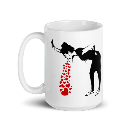 Tasse Banksy Lovesick Girl Throwing Up Hearts, 2002