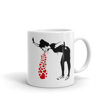Tasse Banksy Lovesick Girl Throwing Up Hearts, 2002