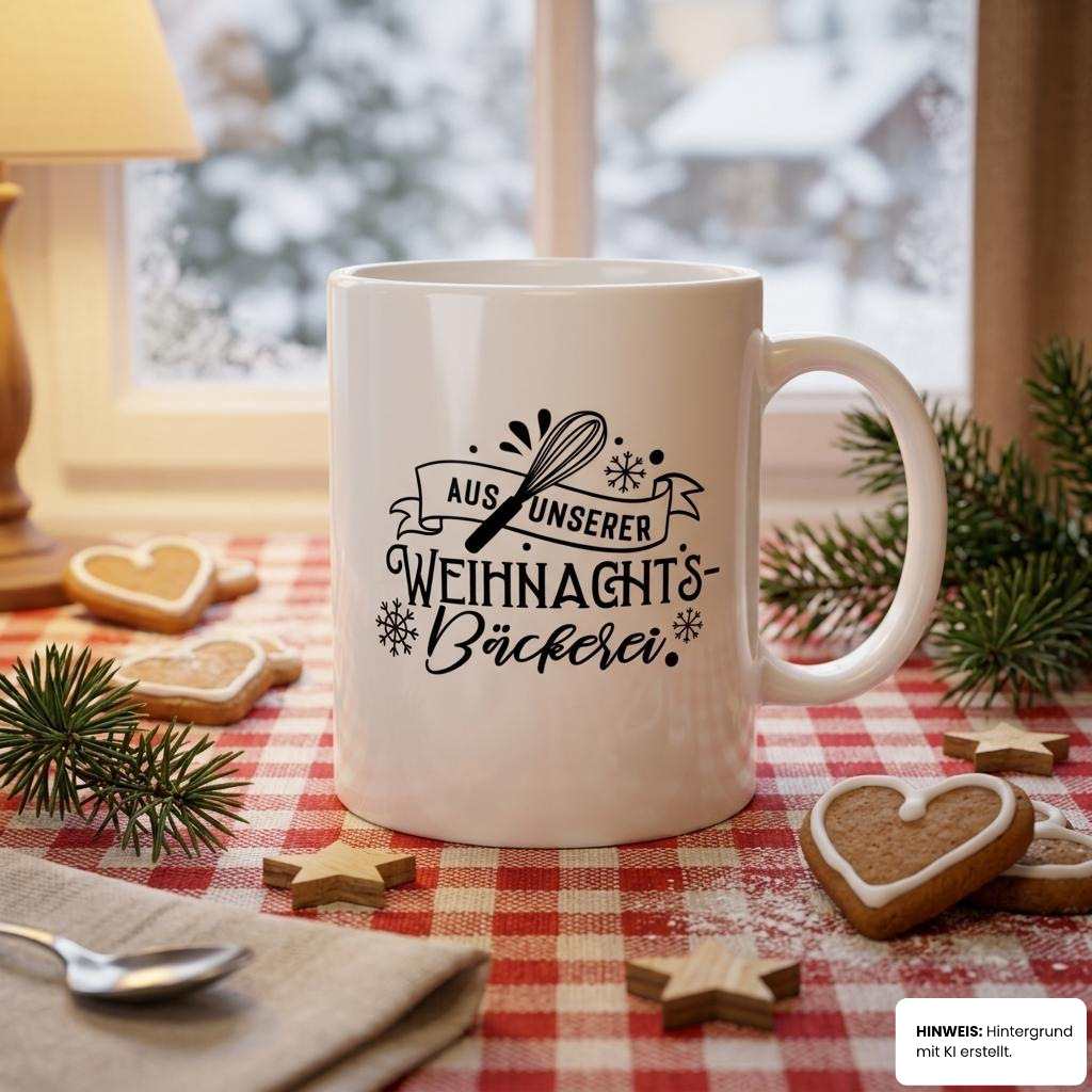 Tasse Banner-Serie beim Weihnachtsfrühstück mit Lebkuchenherzen – flyliving