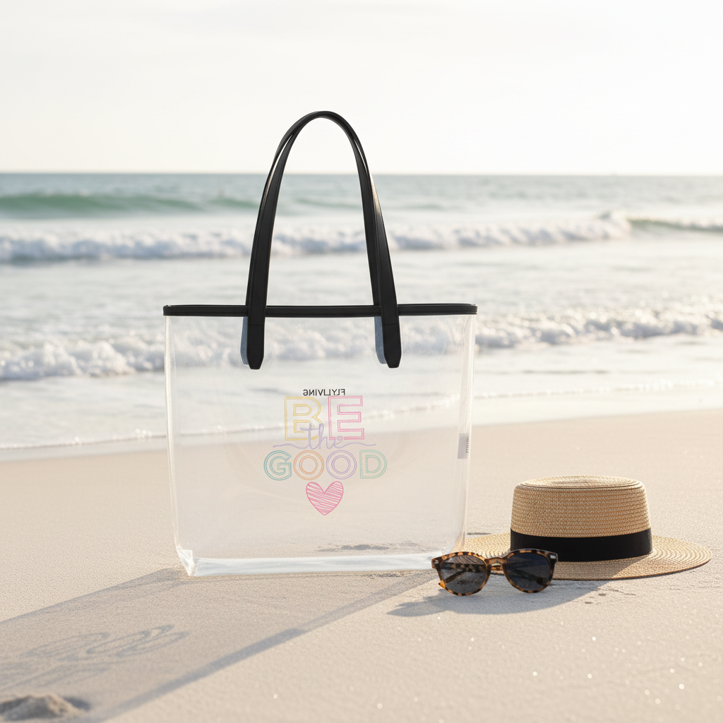 Tragetasche „Be The Good“ | Durchsichtige Tasche mit Neon-Schriftzug