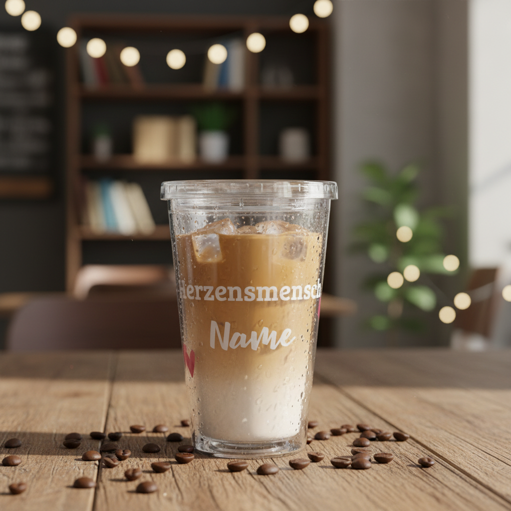 Isolierter Acrylbecher 590 ml | Transparent | Wiederverwendbar für kalte Drinks | personalisierbar