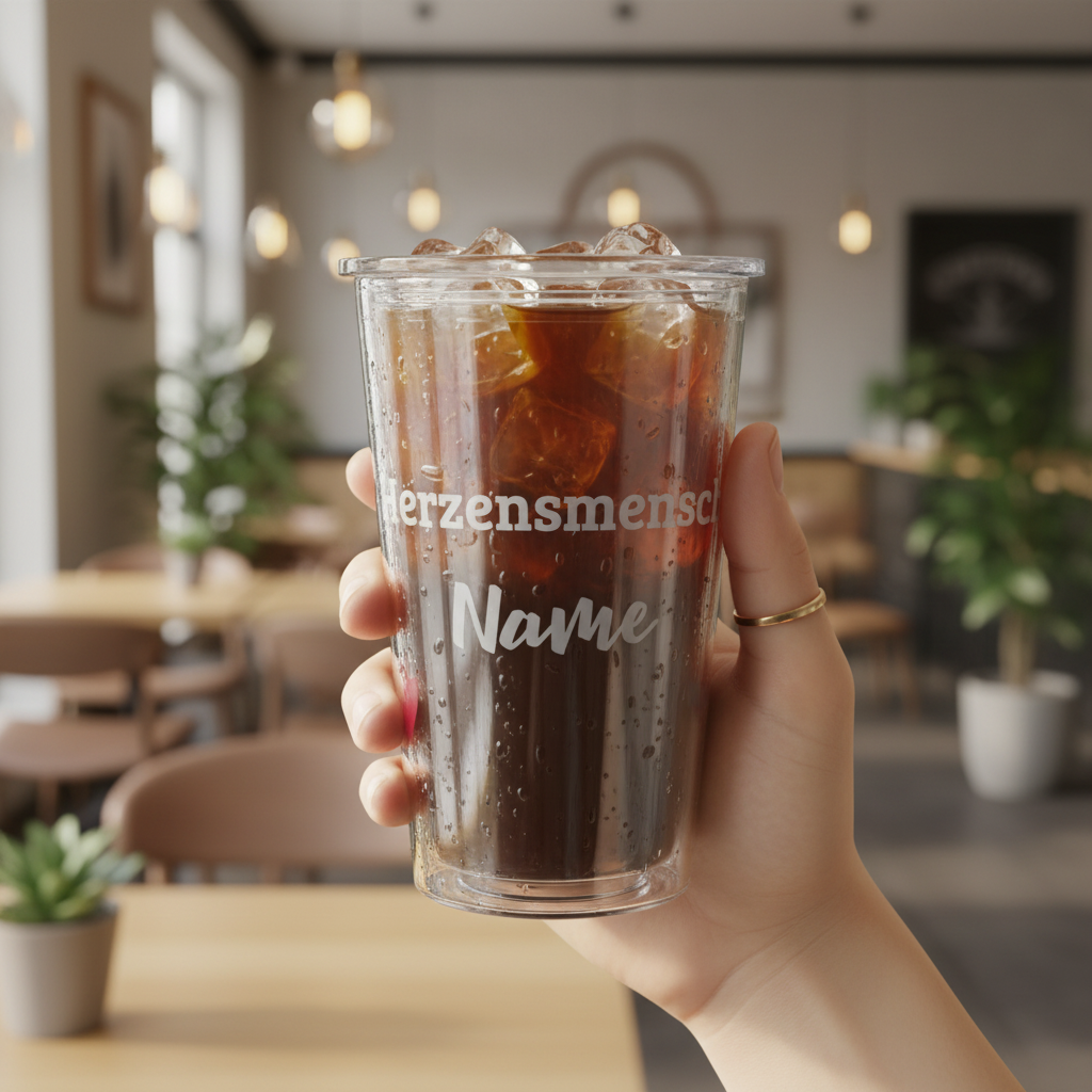 Isolierter Acrylbecher 590 ml | Transparent | Wiederverwendbar für kalte Drinks | personalisierbar