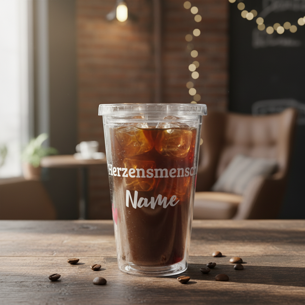 Isolierter Acrylbecher 590 ml | Transparent | Wiederverwendbar für kalte Drinks | personalisierbar