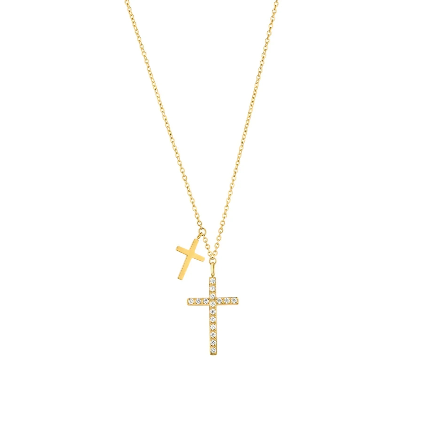 Halskette "Double Cross", vergoldet