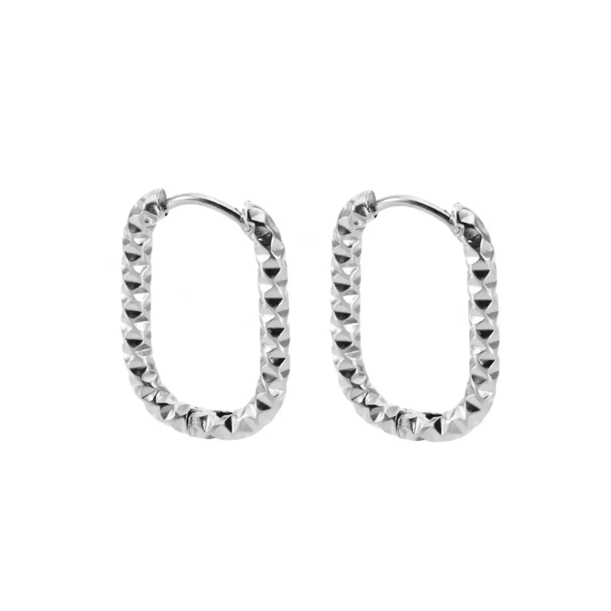 Ohrringe "Oval Crushed Hoop", silber