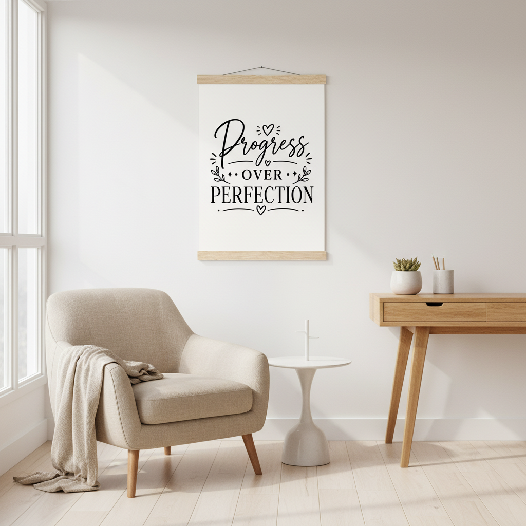 Boho Motivations Poster mit Holzleiste | Lustige Sprüche Wandbild | Minimalistisches Wanddeko Geschenk | Dunkler Humor Wandkunst