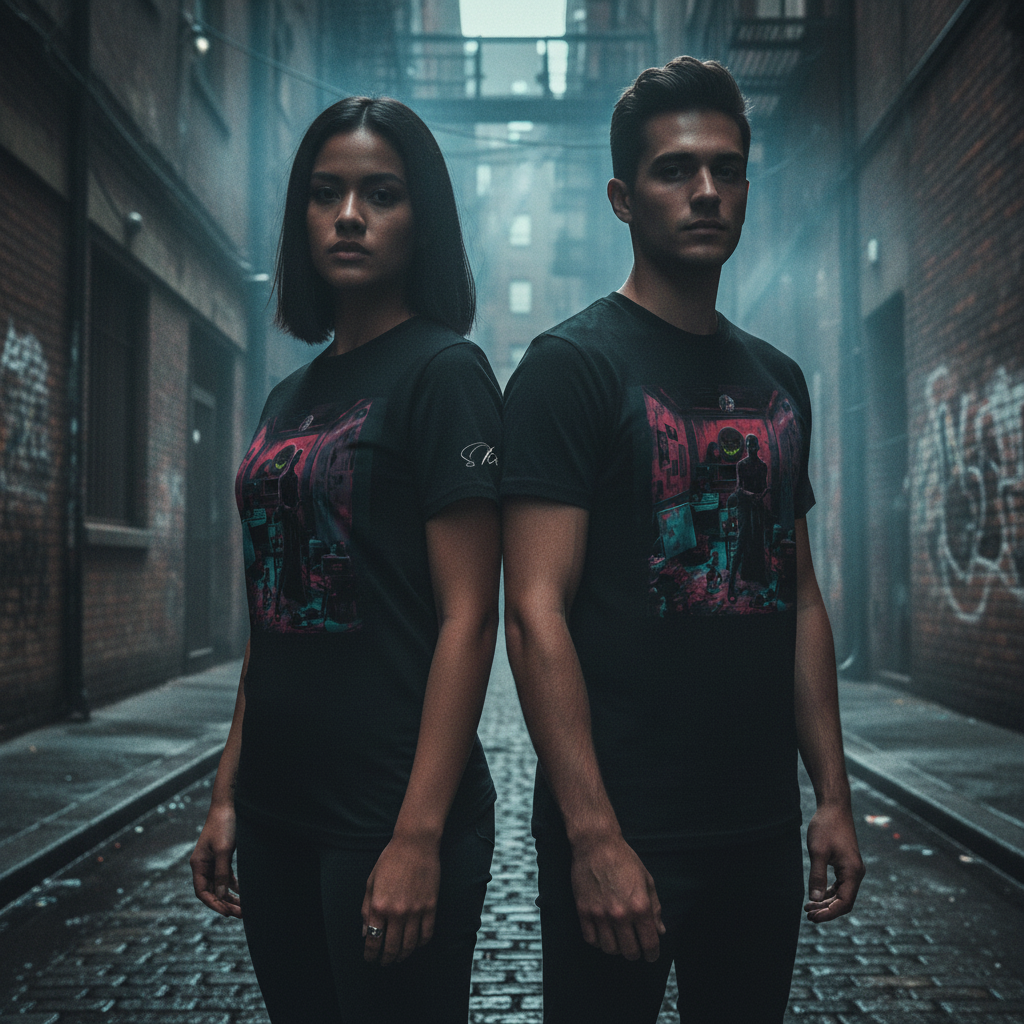 Unisex Bio-Baumwoll T-Shirt – Dunkles Künstler-Motiv für Individualisten