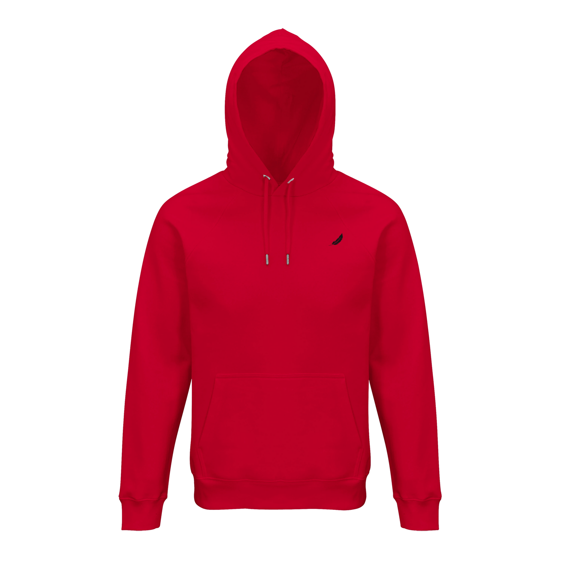 Vintage comic hoodie roter kapuzenpullover mit kleinem schwarzem logo und dunklem humor print