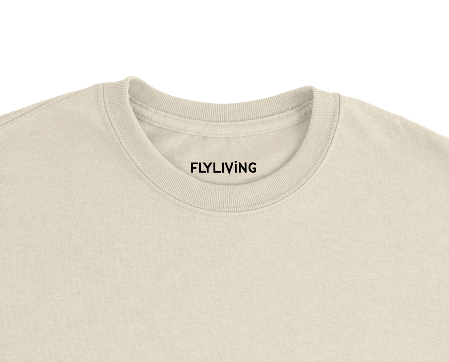 Beige la sentimental heavyweight t-shirt mit flyliving print im innenkragen premium streetwear basic