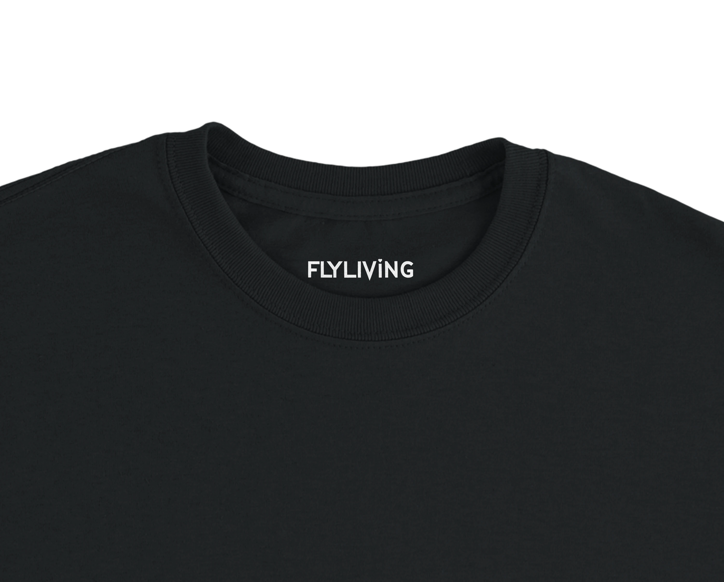 Schwarzes la sentimental heavyweight t shirt aus premium baumwolle mit weißem flyliving print am kragen