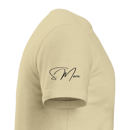 Creamfarbenes kurzarm t shirt mit schwarzem kalligrafischem s aufges Druck im gesellschaftskritischen Sarkastisches Frosch Design