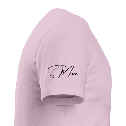 Rosa kurzärmeliges la sentimental heavyweight t shirt mit schwarzem kursive s premium streetwear basic