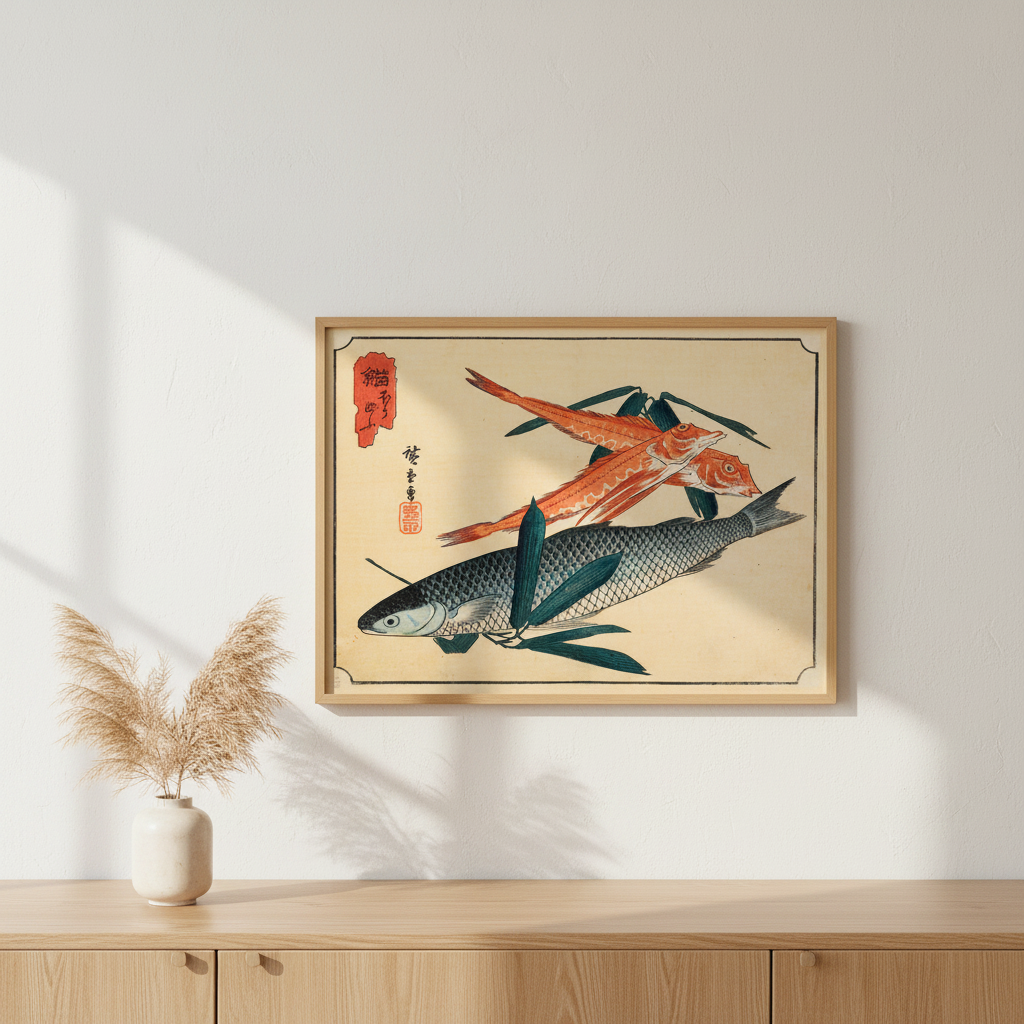 Poster „Cod and Gurnard“ – Hiroshige Fischbild aus der Uozukushi-Serie
