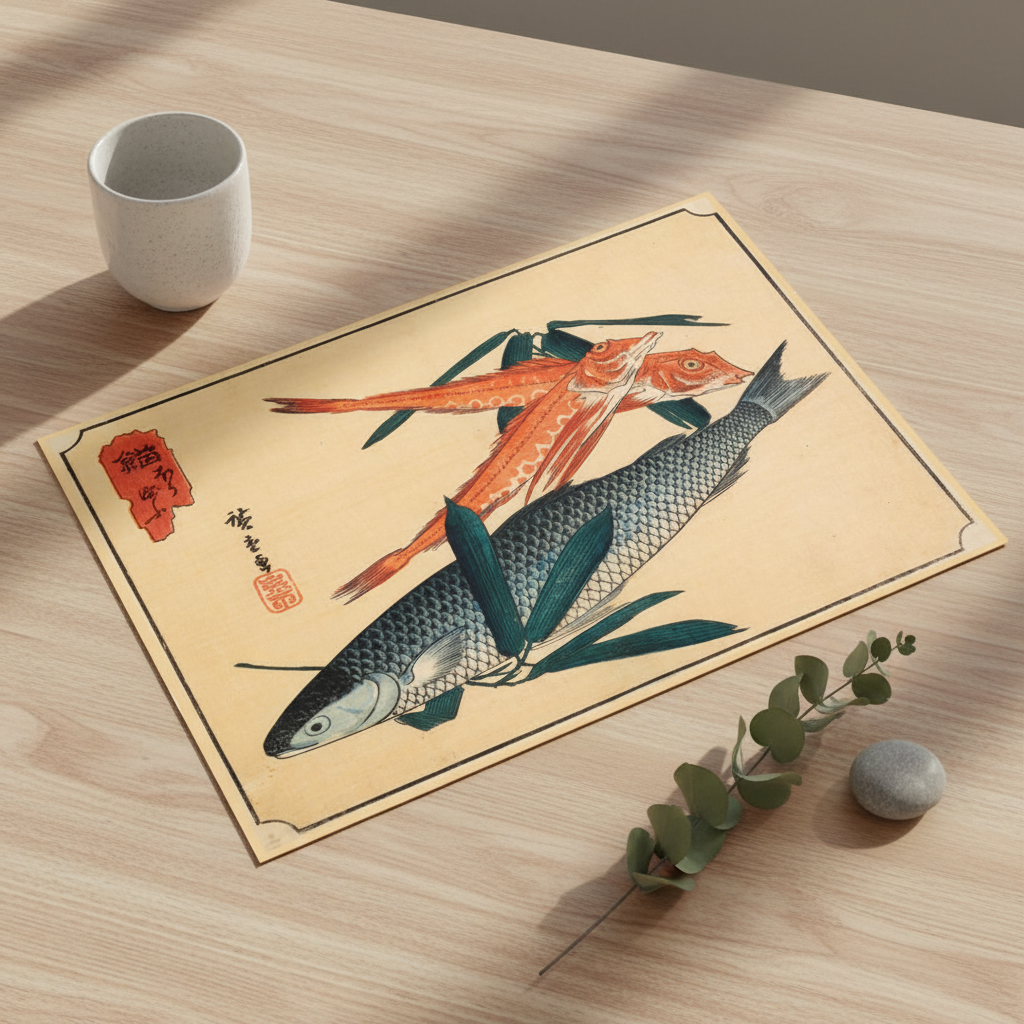 Poster „Cod and Gurnard“ – Hiroshige Fischbild aus der Uozukushi-Serie
