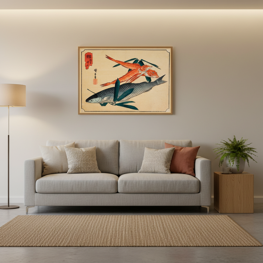 Poster „Cod and Gurnard“ – Hiroshige Fischbild aus der Uozukushi-Serie