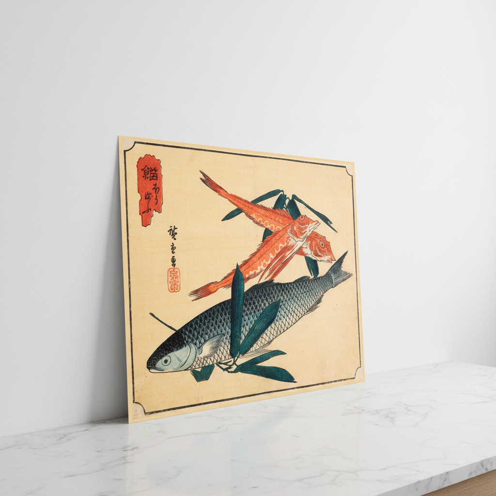 Poster „Cod and Gurnard“ – Hiroshige Fischbild aus der Uozukushi-Serie