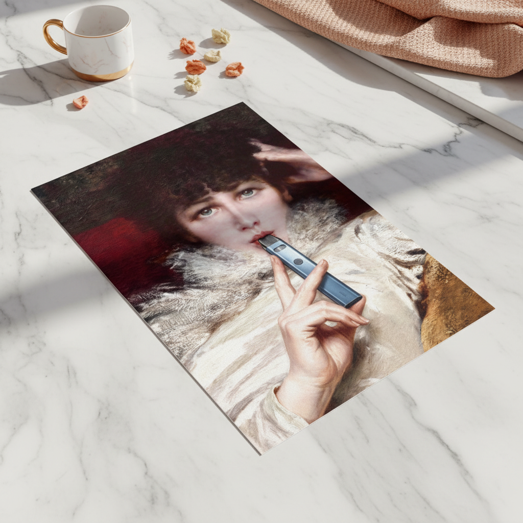 Poster „Vaping Sarah Bernhardt“ – Anachronistisches Porträt (Original 1876)