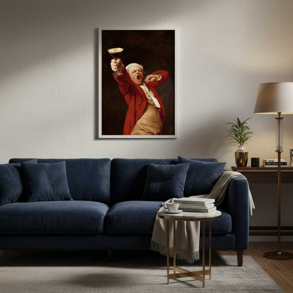 Poster „Self-Portrait, Yawning“ – Joseph Ducreux mit Espresso Martini (1735–1802)