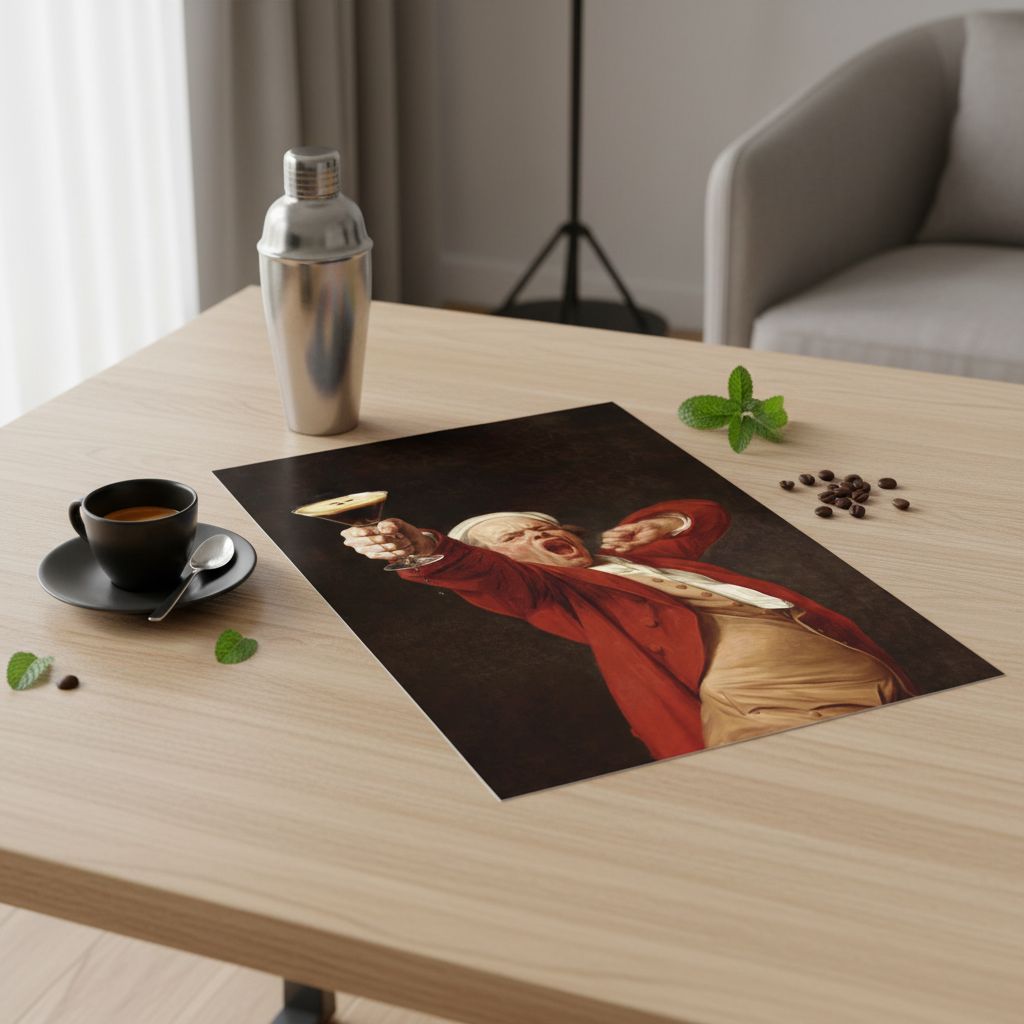 Poster „Self-Portrait, Yawning“ – Joseph Ducreux mit Espresso Martini (1735–1802)