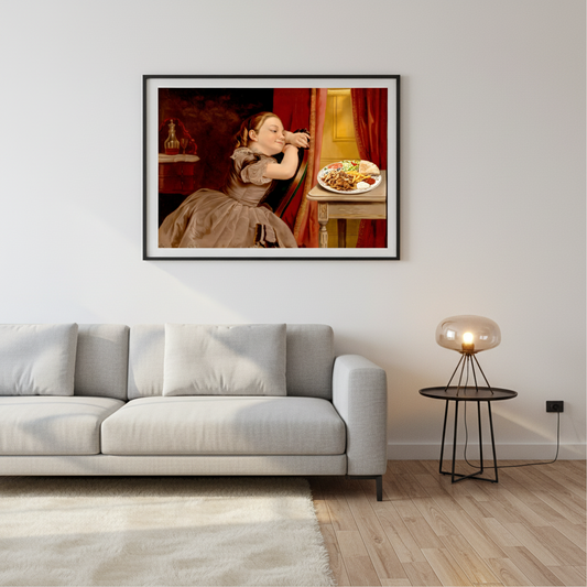 Poster „Our Pet Polly“ mit Spruch „Döner auf die Eins“ | Ironisches Vintage-Gemälde Wandbild | Lustiger Kunstdruck