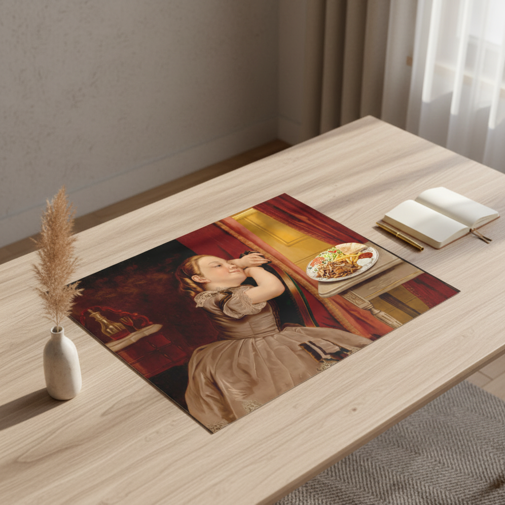 Poster „Our Pet Polly“ mit Spruch „Döner auf die Eins“ | Ironisches Vintage-Gemälde Wandbild | Lustiger Kunstdruck
