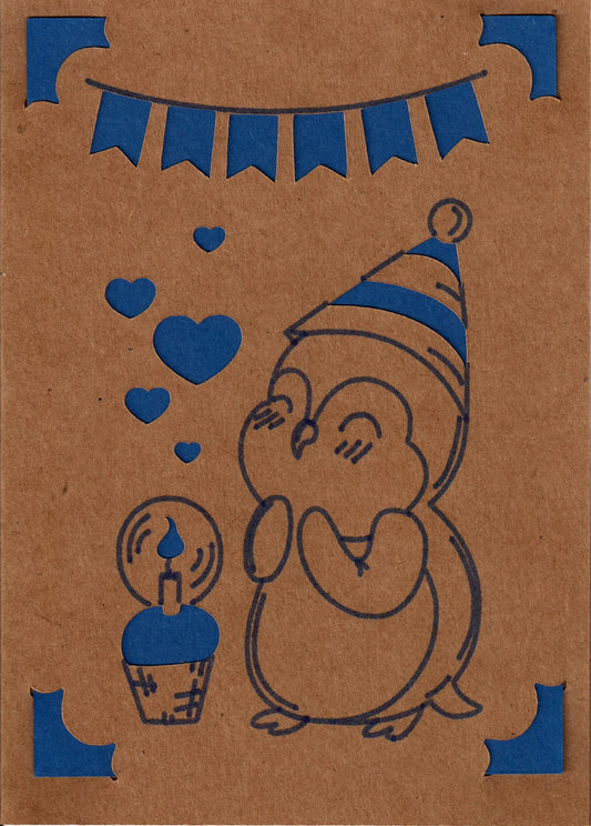 Geschenkkarte "Happy Penguin", aufklappbar, nachhaltig - Glückwunschkarte - flyliving