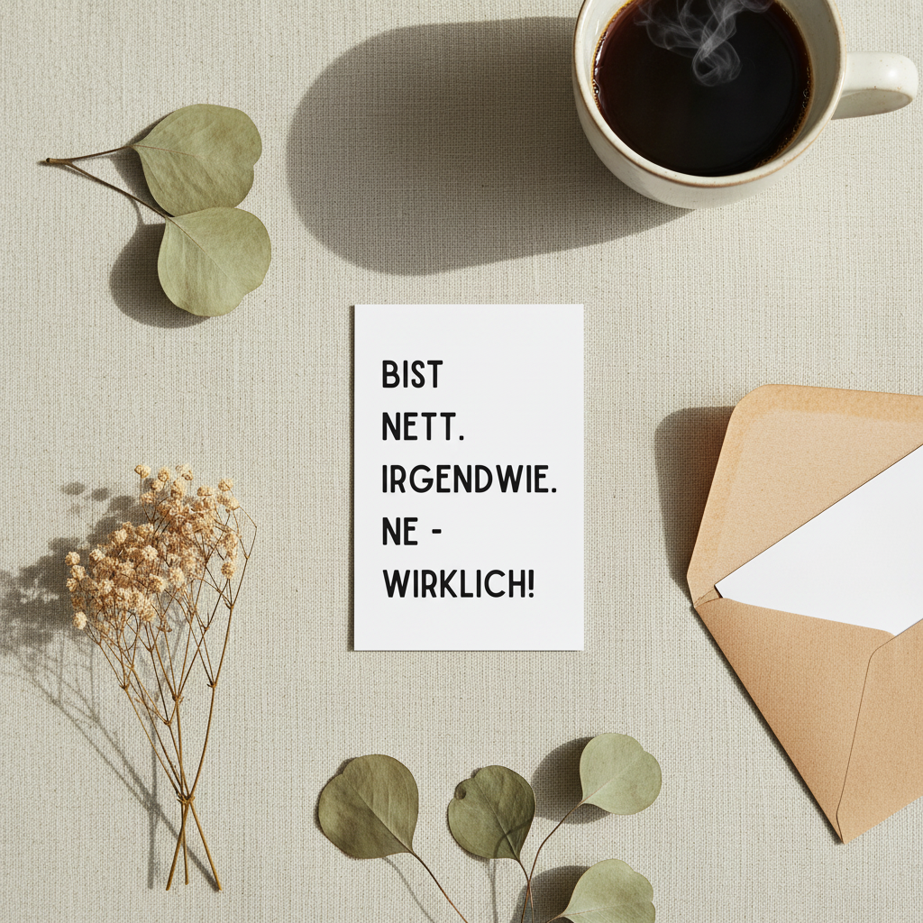 Weiße rechteckige geschenkkarte mit schwarzem text bist nett passend zu schwarzem humor zum verschenken