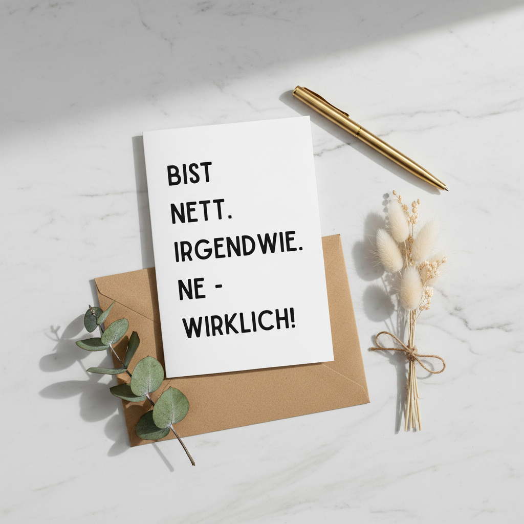 Grußkarte „Bist nett. Irgendwie. Ne wirklich.“ | Ehrlich-netter Humor | verschiedene Größen
