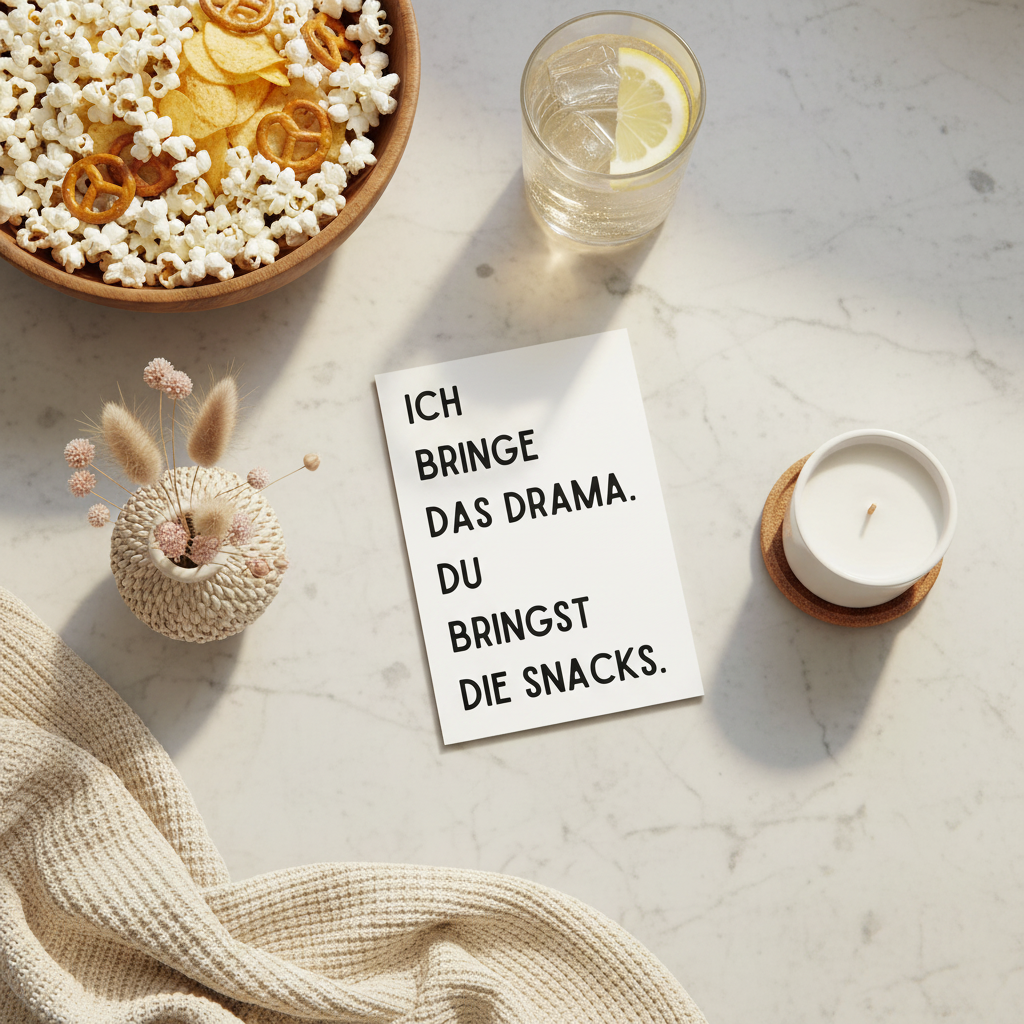Weiße rechteckige karte mit schwarzem text ich bringe das drama aus der lustige karte spruchkarte din a6 inkl umschlag