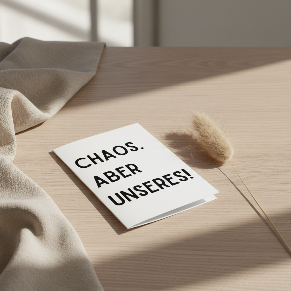 Chaos. Aber unseres! – Minimalistische Spruchkarte für Familie &amp; Freunde