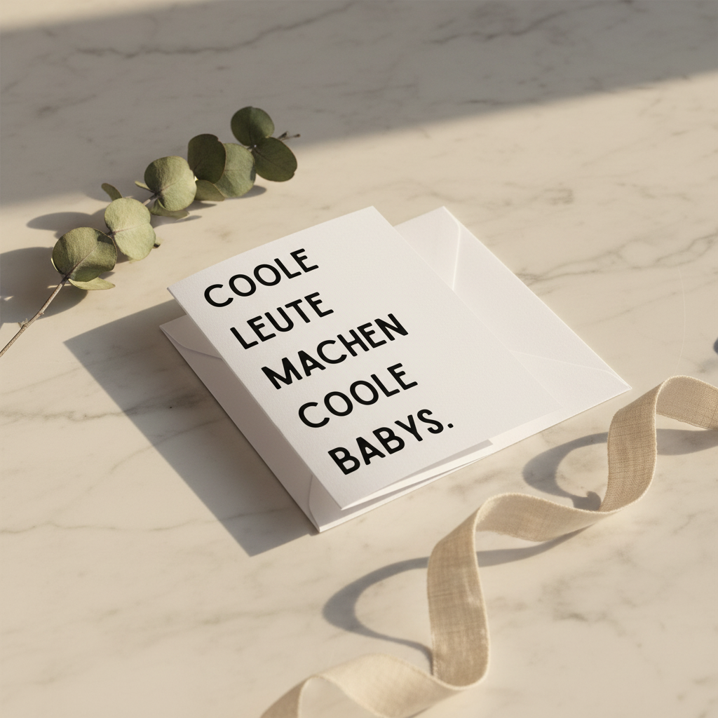 Weiße grußkarte mit schwarzem text coole leute machen coole babys ideal zur geburt oder verkündung
