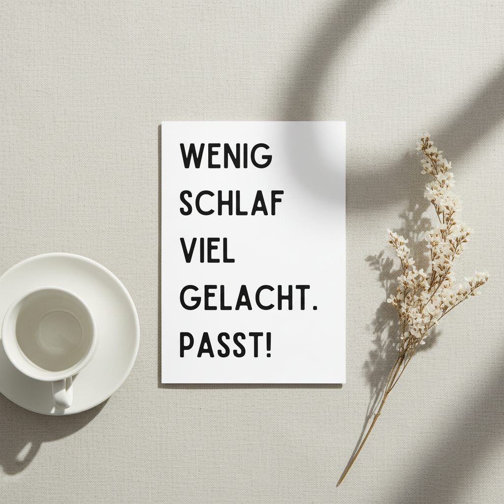 Geburtstagskarte "Wenig Schlaf viel gelacht passt" – minimalistisch – witzige Karte für Freunde, Party, Geburtstag, Feier