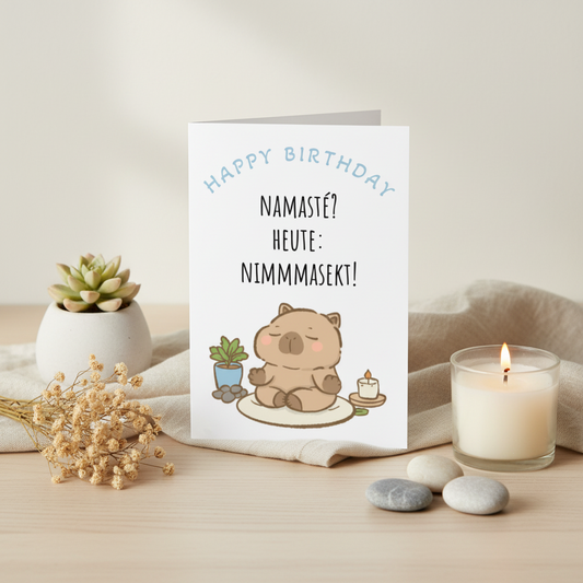 Geschenkkarte "Heute: Nimmmasekt!", lustige Geschenkkarte zum Geburtstag, Capybara, Geschenkidee
