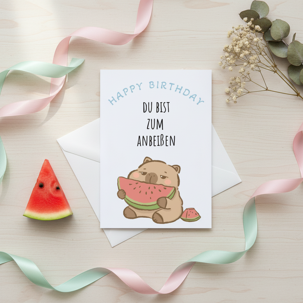 Geschenkkarte "du bist zum anbeißen", lustige Geschenkkarte zum Geburtstag, Capybara, Geschenkidee
