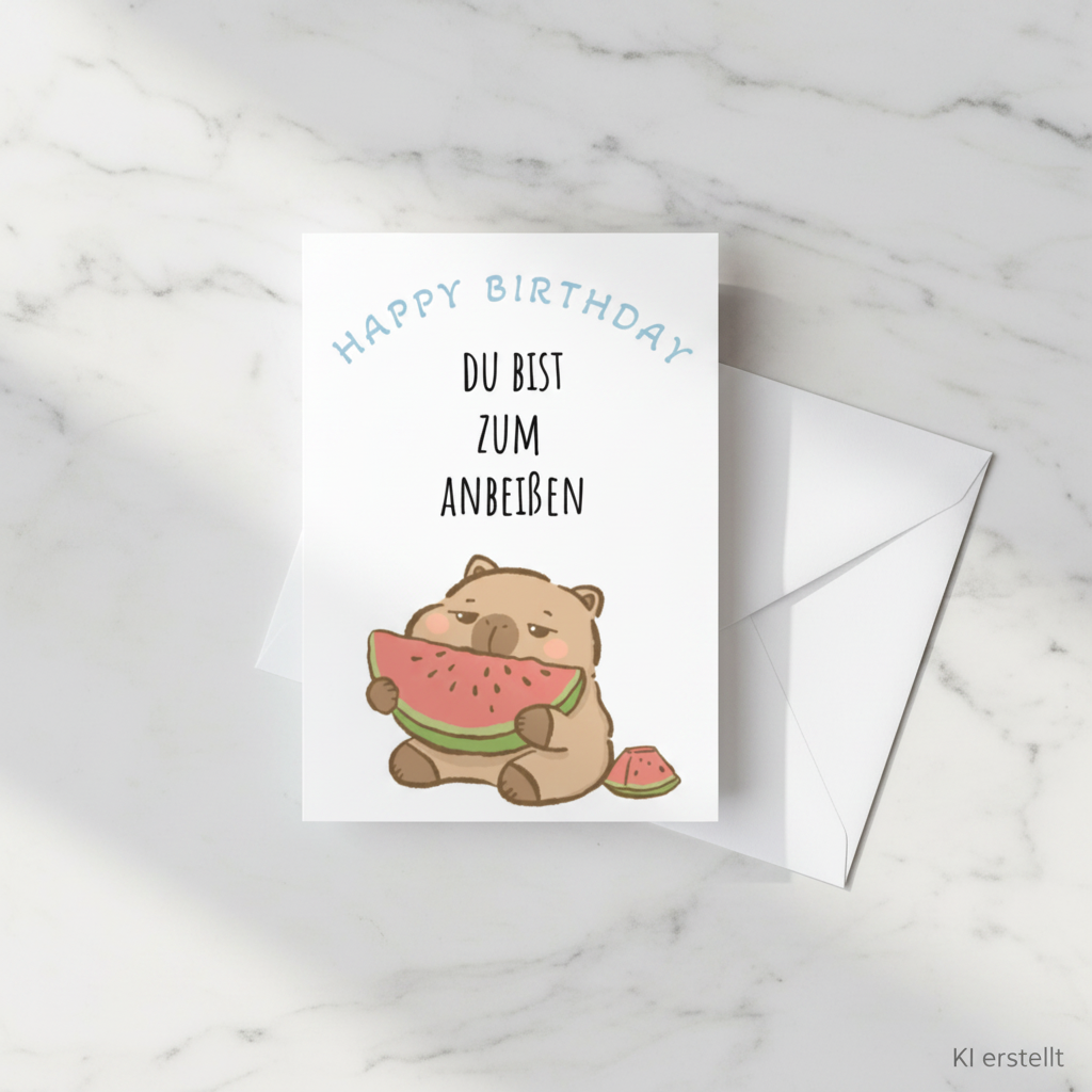 Geschenkkarte "Du bist zum anbeißen", lustige Geschenkkarte zum Geburtstag, Capybara, Geschenkidee