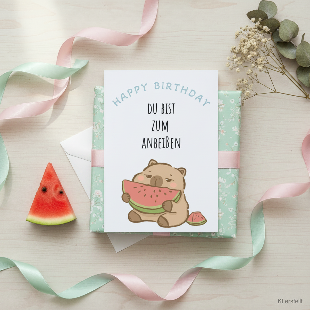 Geschenkkarte "Du bist zum anbeißen", lustige Geschenkkarte zum Geburtstag, Capybara, Geschenkidee