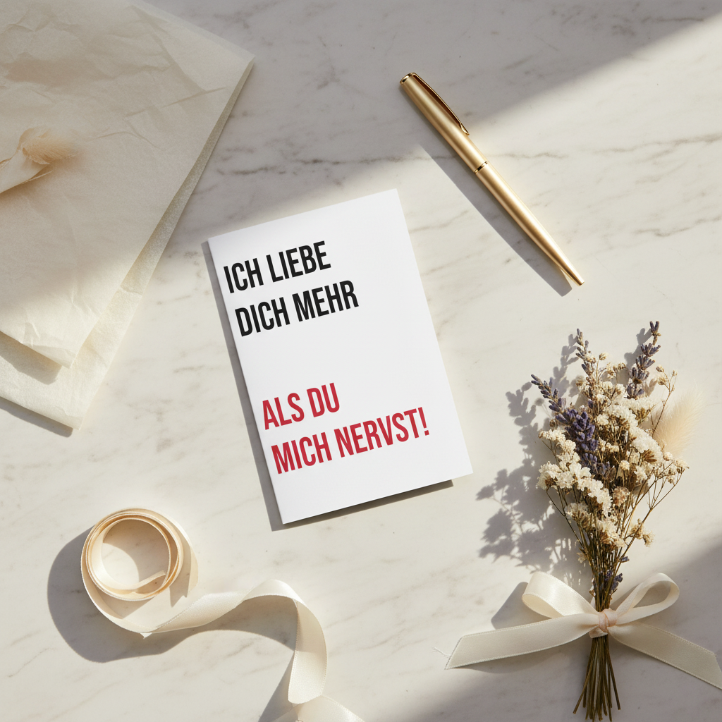 Ich liebe dich mehr als du mich nervst | Lustige und liebevolle Geschenkkarte