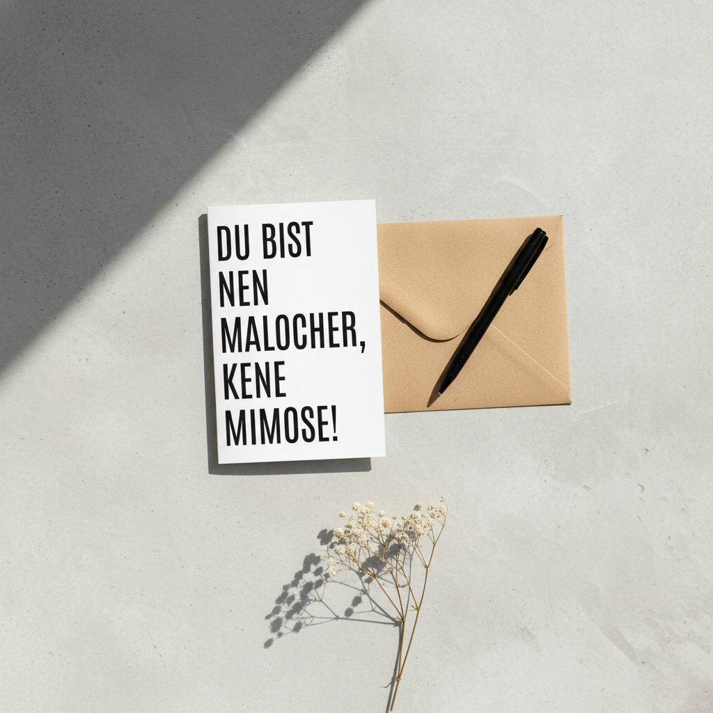 Grußkarte „Du bist ein Malocher, keine Mimose“ | Ruhrpott-Geschenkkarte mit Humor