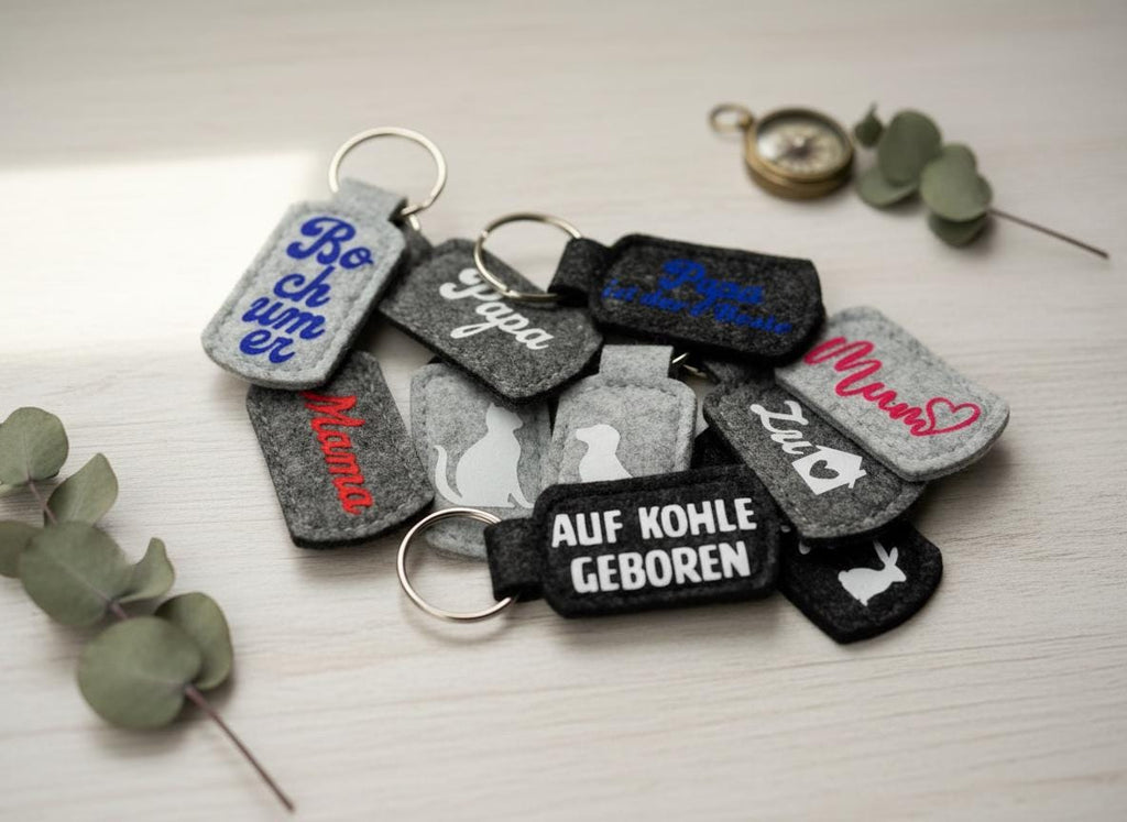 Schlüsselanhänger Filz | Handgemacht | Individuell bedruckbar | Verschiedene Motive | Geschenkidee | Robust & leicht