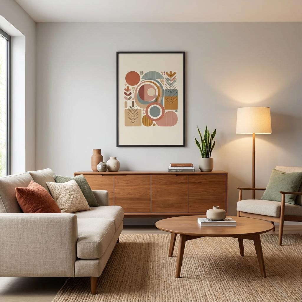 Gerahmtes Poster "Geometrische Abstraktion" auf mattem Papier