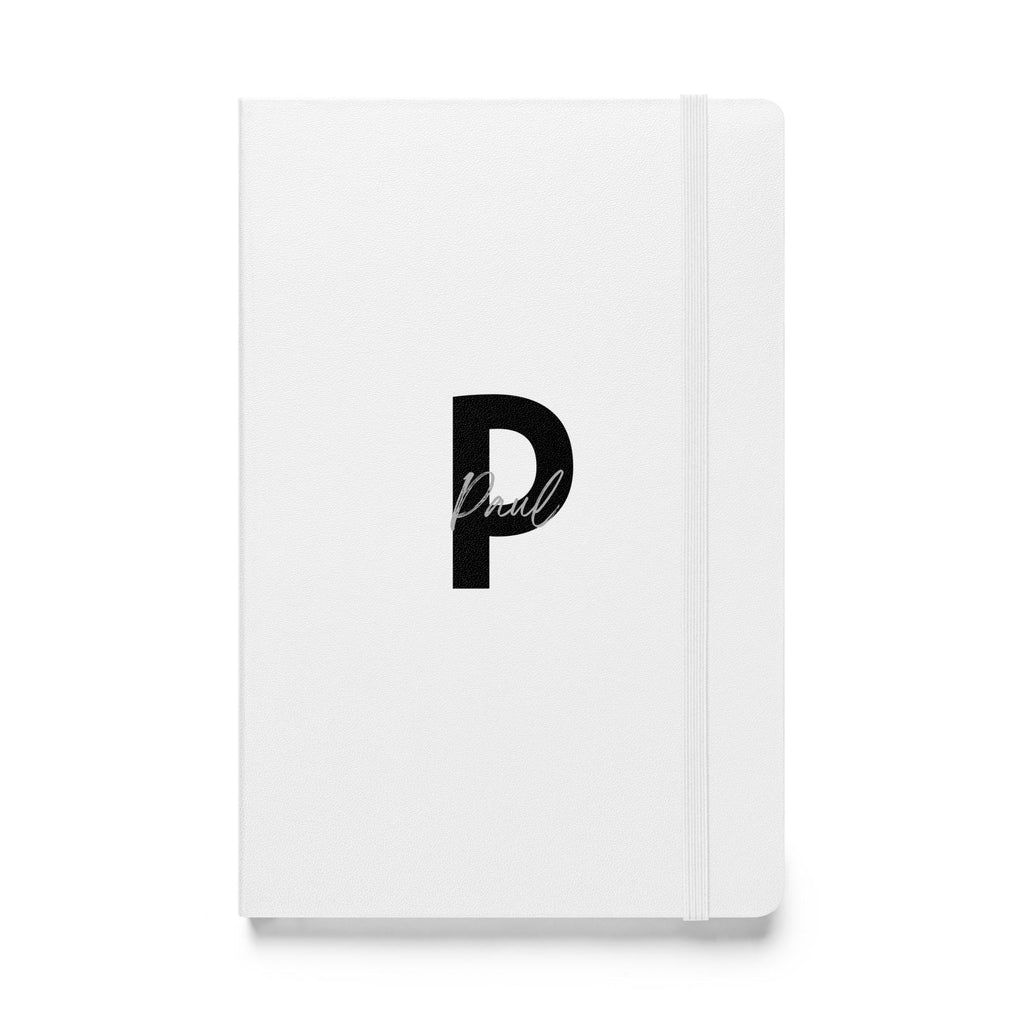 Personalisiertes Hardcover Notizbuch, liniert, mit Initialen & Namen, Geschenk, weiß, Büro, Schule, Abschied, Monogramm