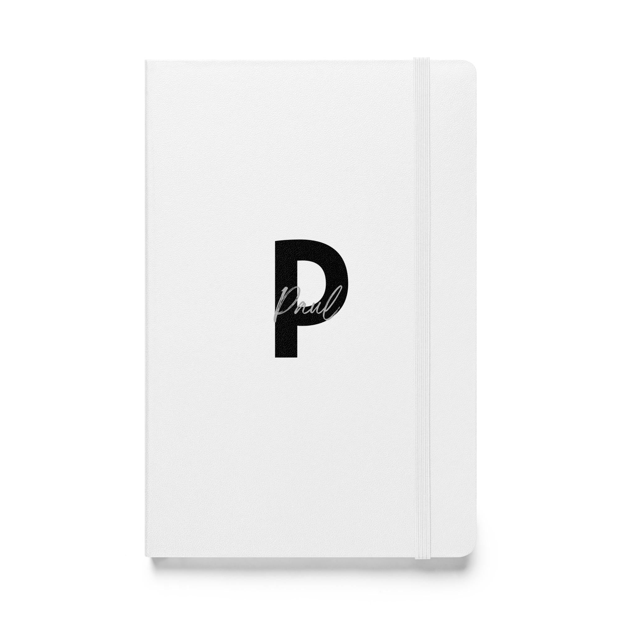 Personalisiertes Hardcover Notizbuch, liniert, mit Initialen & Namen, Geschenk, weiß, Büro, Schule, Abschied, Monogramm