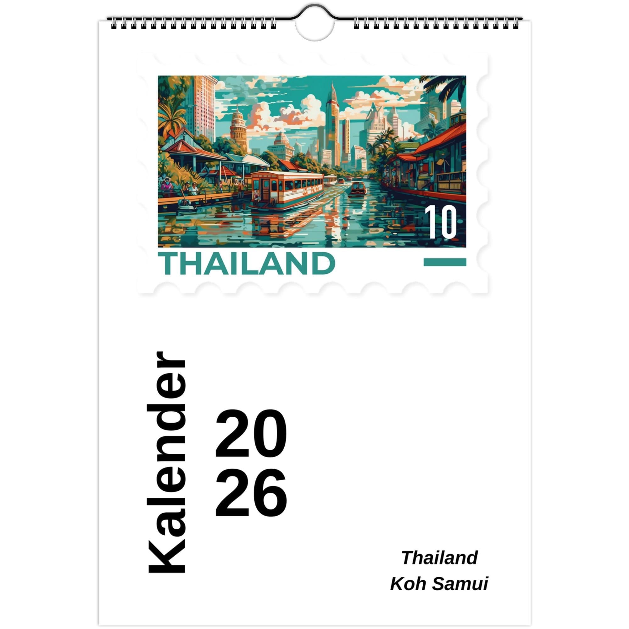 Wandkalender Koh Samui Din A4 – Thailand Insel 2026 ohne Feiertage mit Wochennummern, tropische Strandbilder